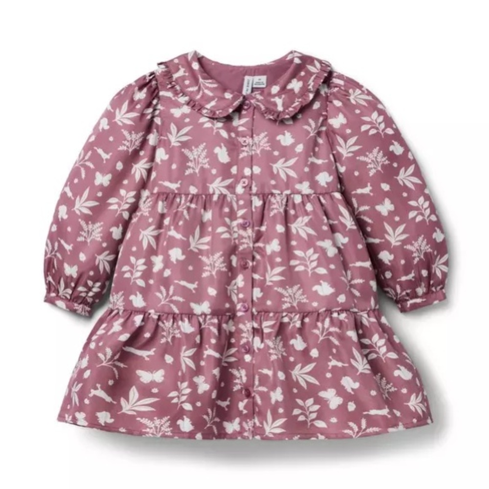 Janie and Jack Pink Floral/Forest long sleeve Baby Dress